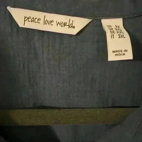 Peace Love World Bonus 100% cotton button up shirt size 2X (S114) - Picture 6 of 13